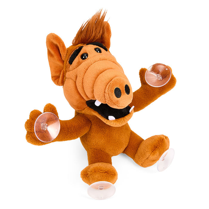 ALF plush window clinger by Kidrobot with suction cups, 7.5 inches tall, soft stuffed character for window decoration.