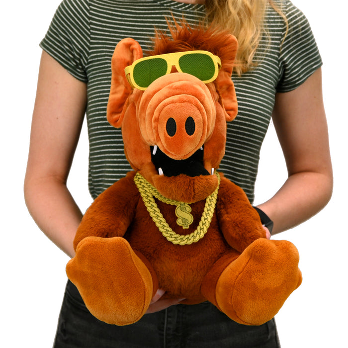 ALF HugMe 16-inch Shake Action plush toy by Kidrobot, soft plush character with shake feature, perfect for cuddling and display.