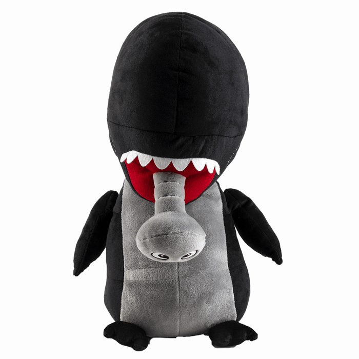 Alien Xenomorph 16-inch HugMe vibrating plush by Kidrobot, soft plush toy with detailed alien design and gentle vibrating feature.