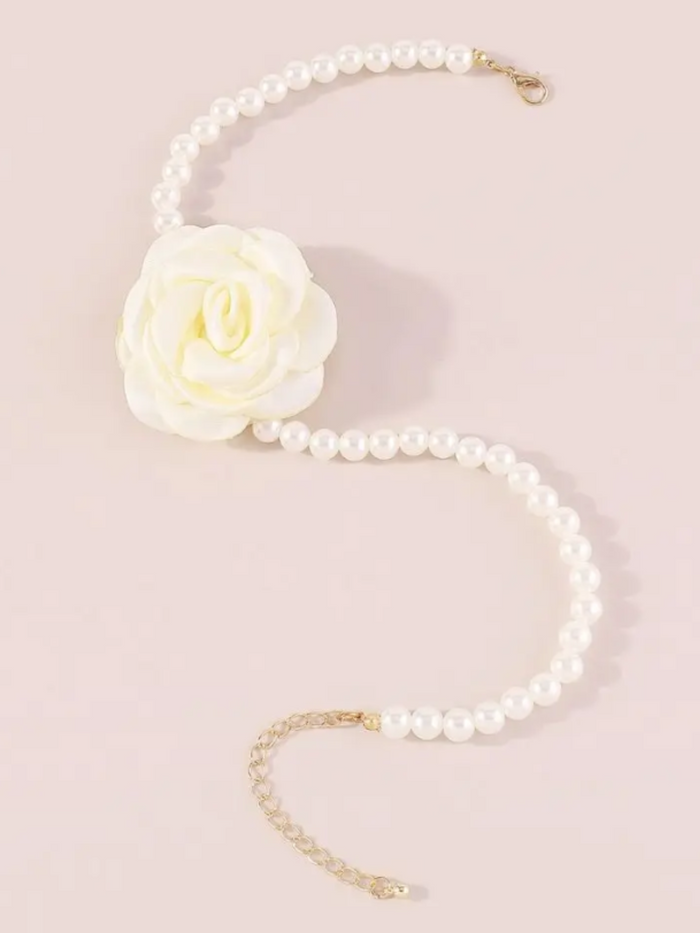 Mia Belle Girls Rose Pearl Choker Necklace | Girls Accessories