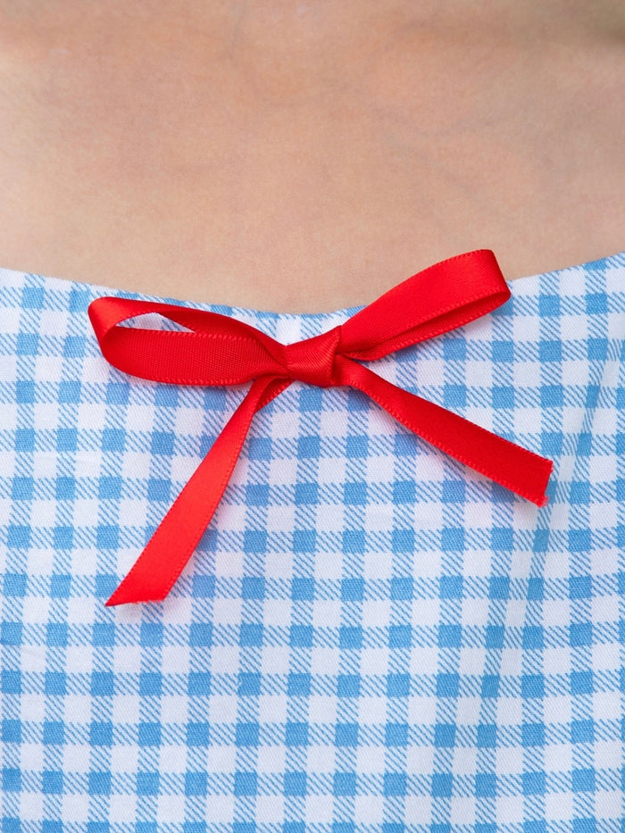 Apple Sweetheart Gingham Puff Sleeve Dress