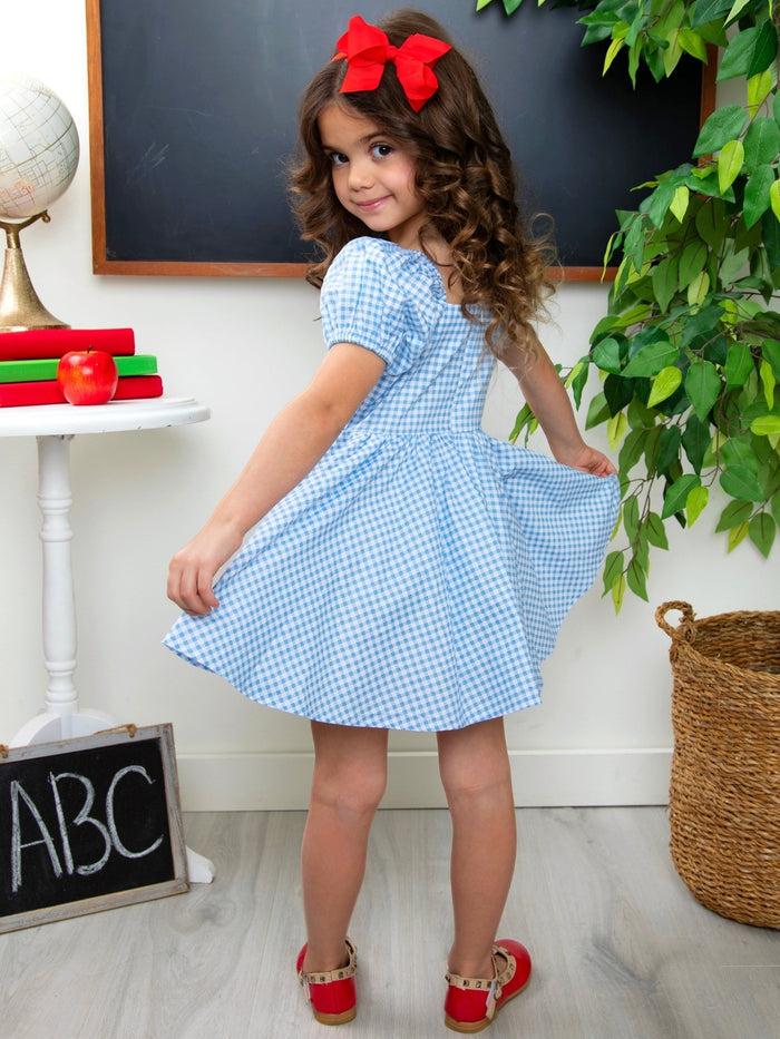 Apple Sweetheart Gingham Puff Sleeve Dress