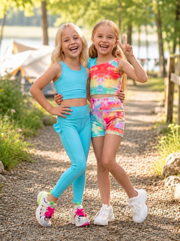 Aqua Glow Ruffle Active Leggings