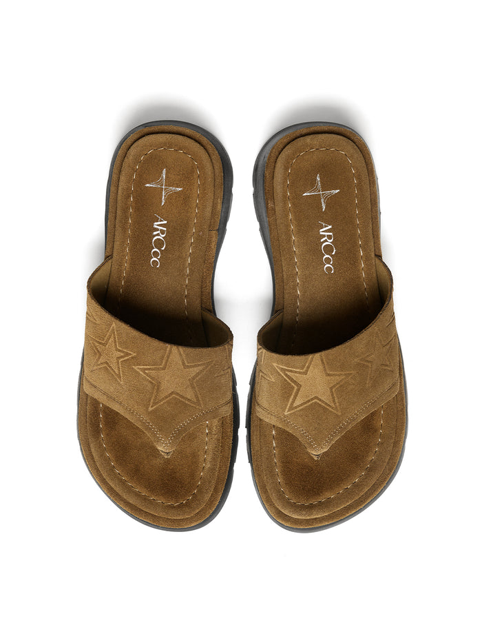 Star Suede Platform Flip-Flops in Brown – product image 2
