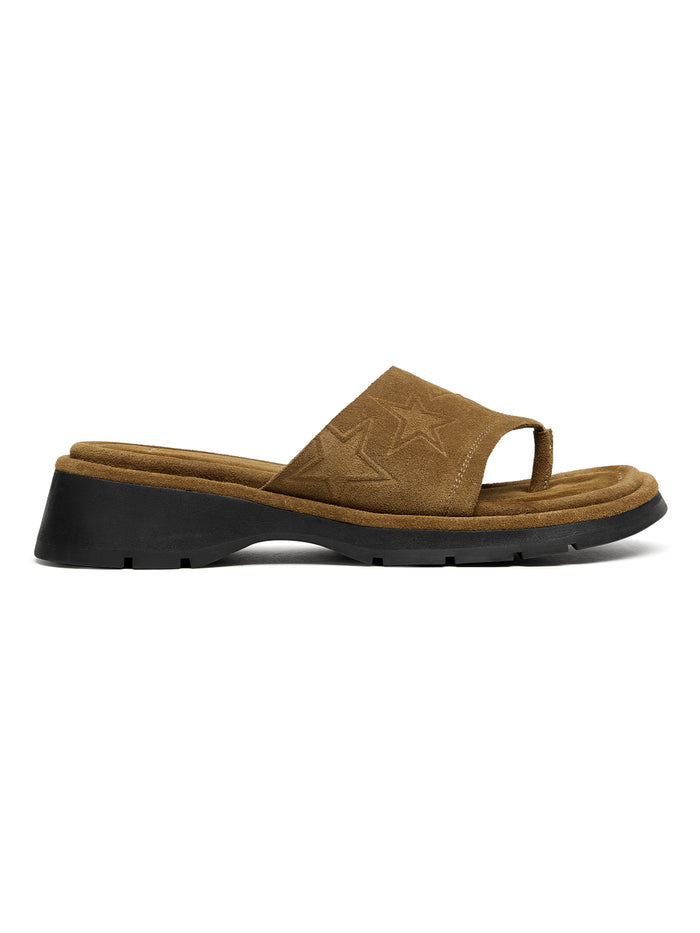 Star Suede Platform Flip-Flops in Brown – product image 3