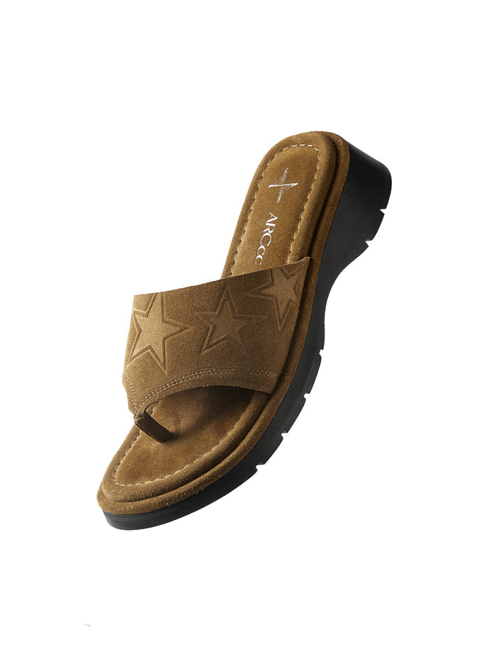 Star Suede Platform Flip-Flops in Brown – product image 5