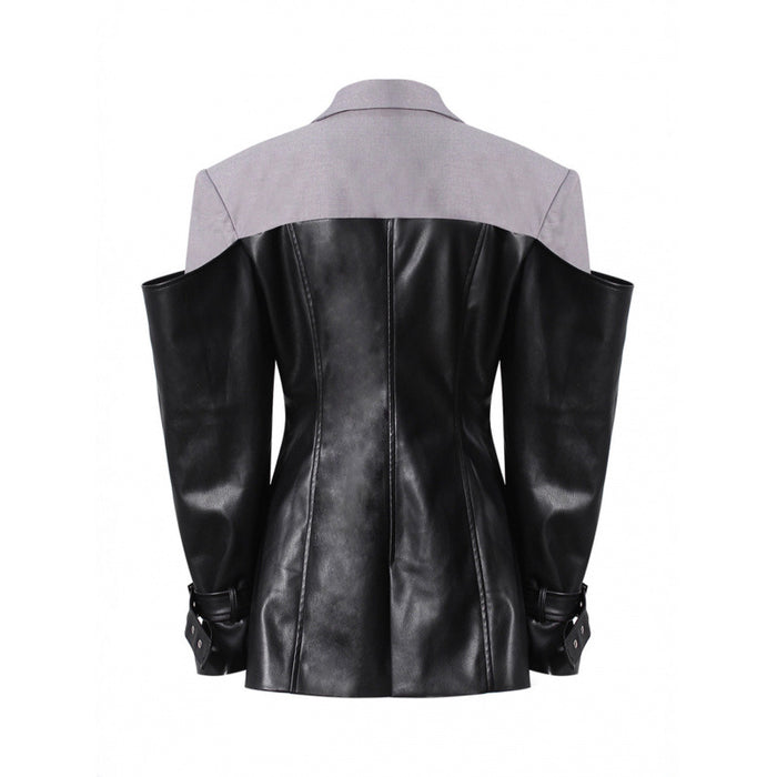 Asymmetric Cut-Out Leather Blazer Dress – VERA