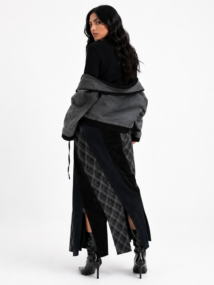 Asymmetric Patchwork Denim Midi Skirt - Sienna