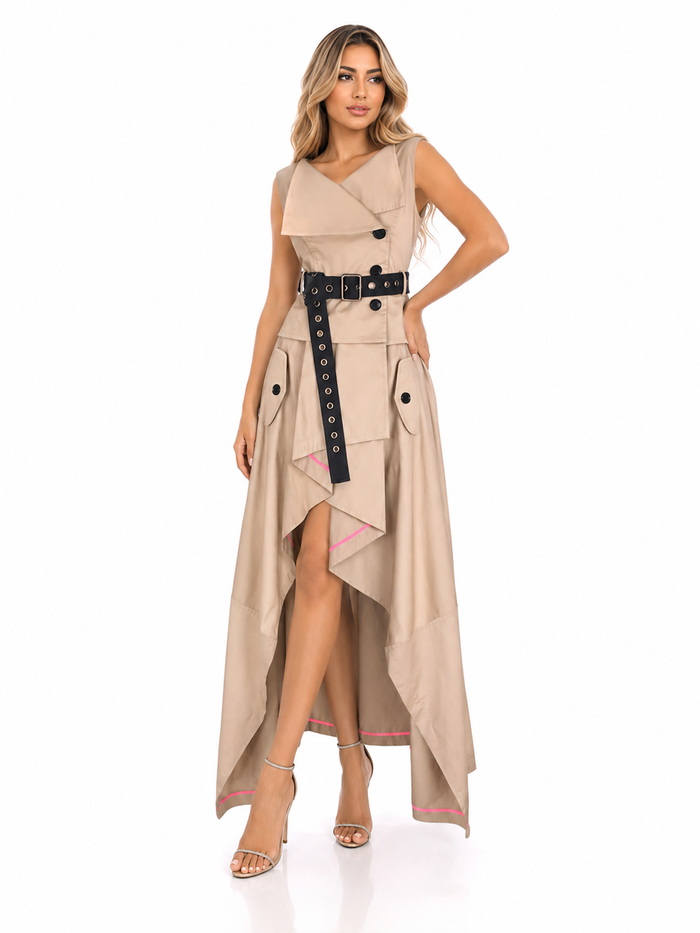 Asymmetric Utility Maxi Dress – Dune