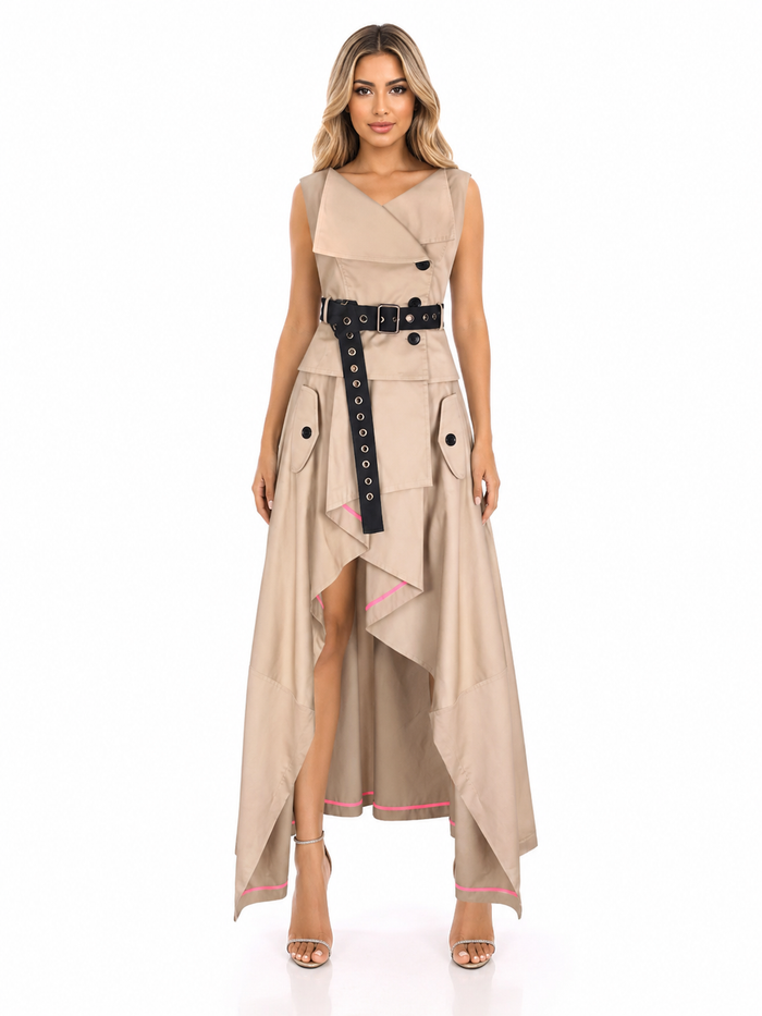 Asymmetric Utility Maxi Dress – Dune
