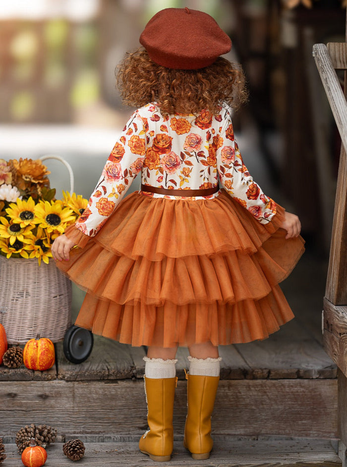 Autumn Floral Ruffle Tutu Dress Mia Belle Girls