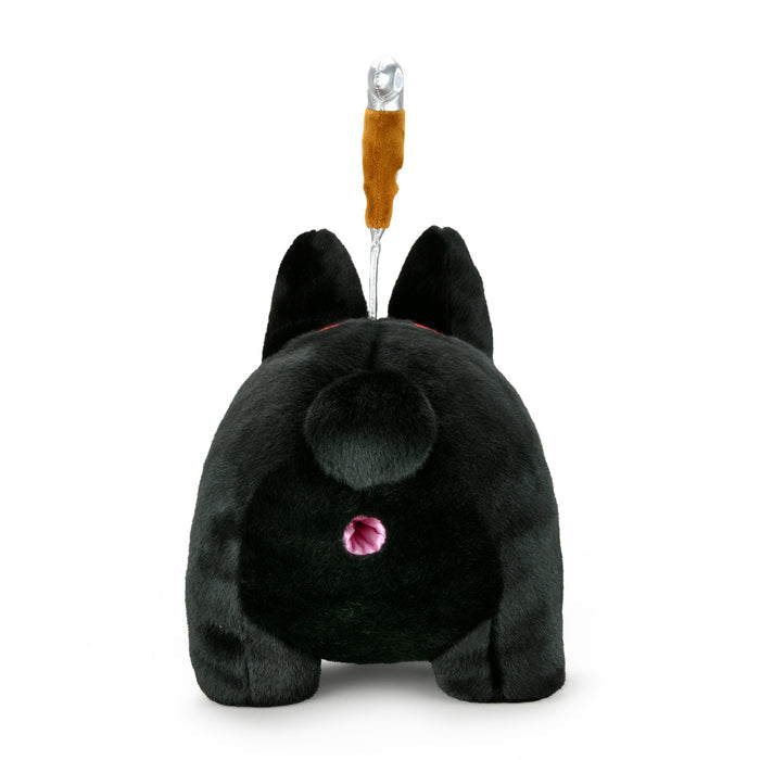 Black edition Backstab Smorkin Labbit 14-inch plush toy by Labbit, featuring detailed black fur and expressive face.