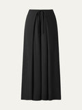 OGLmove Bamboo Ponte Wrap-tie Palazzo Pant with Pockets Black XS