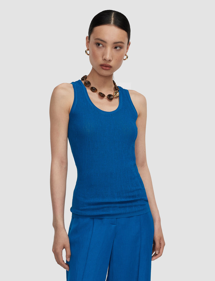 Blue Bayt Crinkle Viscose Vest Top - Joseph