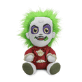 Kidrobot Beetlejuice HugMe plush in red suit with shake action, featuring Beetlejuice character in a soft, detailed plush design.