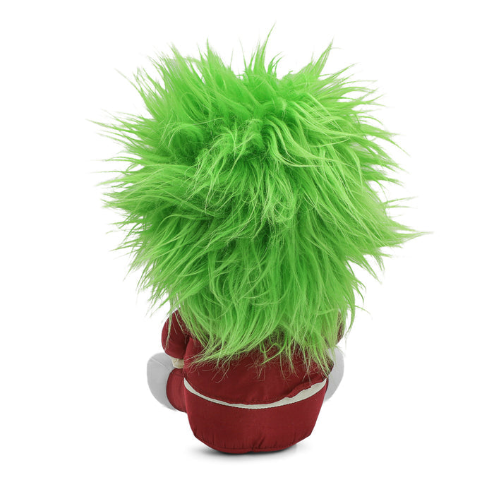 Kidrobot Beetlejuice plush in red suit with shake action, featuring detailed plush fabric and a playful pose.