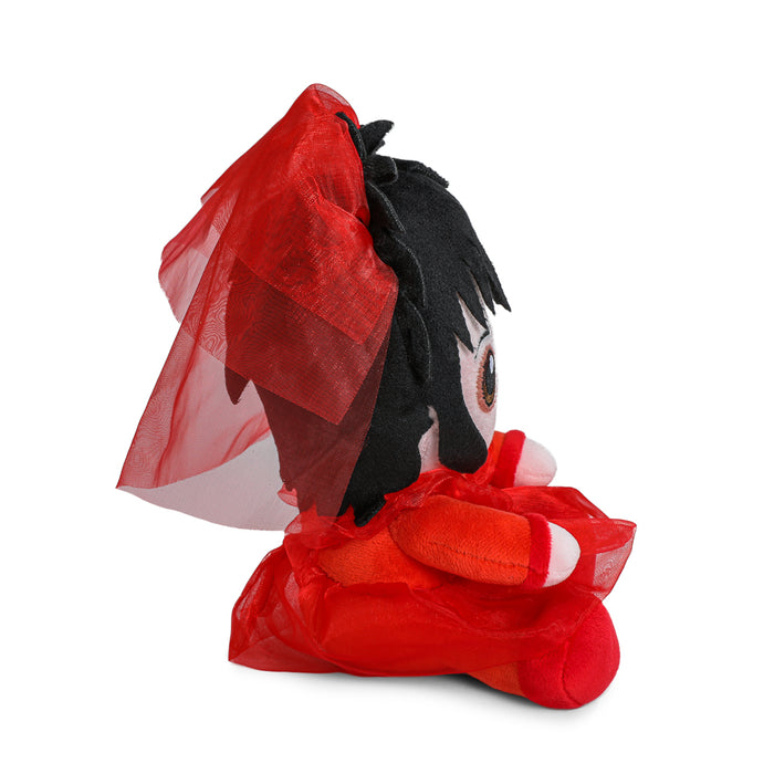 Beetlejuice Lydia Deetz plush toy in red wedding dress, 7.5-inch Phunny plush character from the Beetlejuice series.