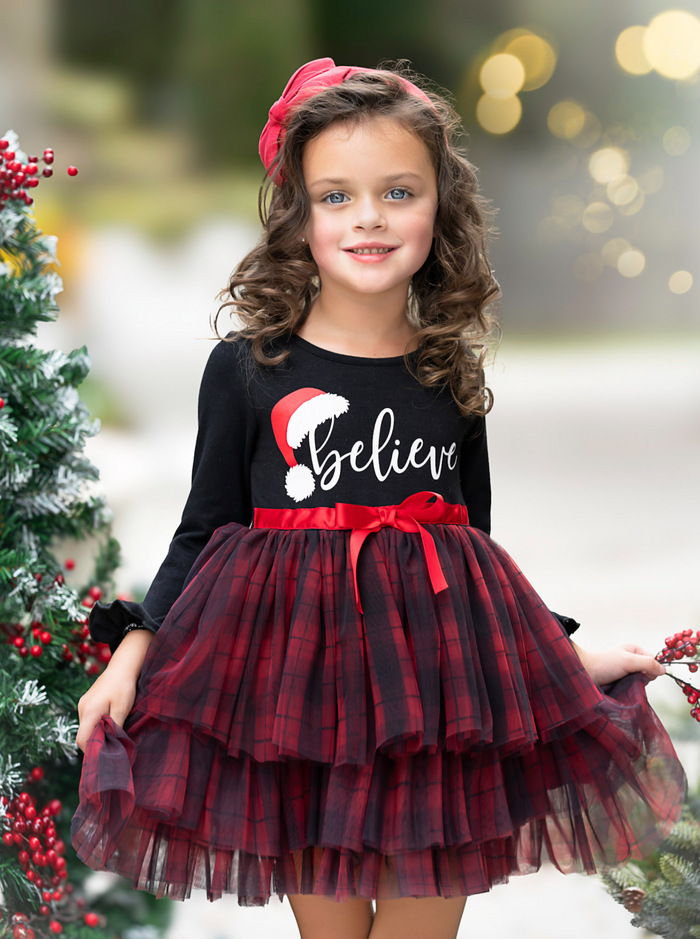 Believe Plaid Ruffled Tutu Dress Mia Belle Girls