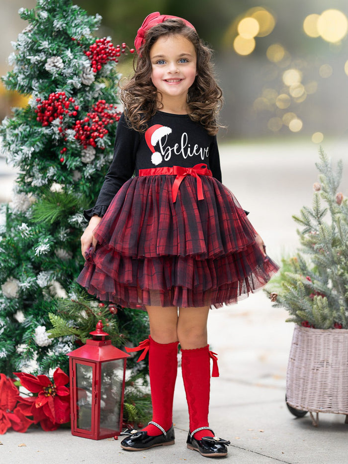 Believe Plaid Ruffled Tutu Dress Mia Belle Girls