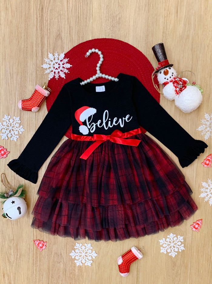 Believe Plaid Ruffled Tutu Dress Mia Belle Girls