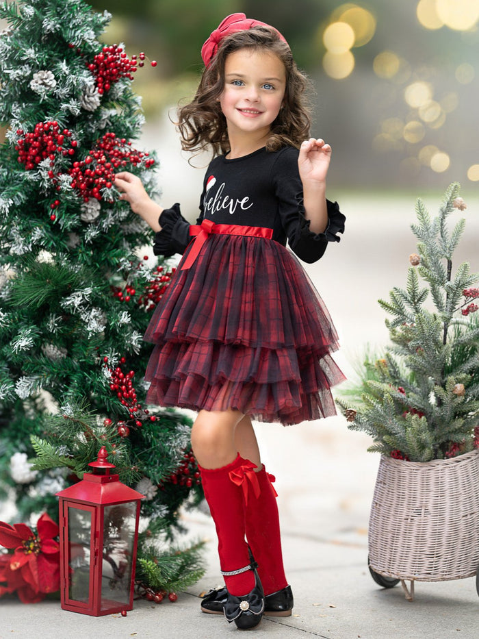 Believe Plaid Ruffled Tutu Dress Mia Belle Girls