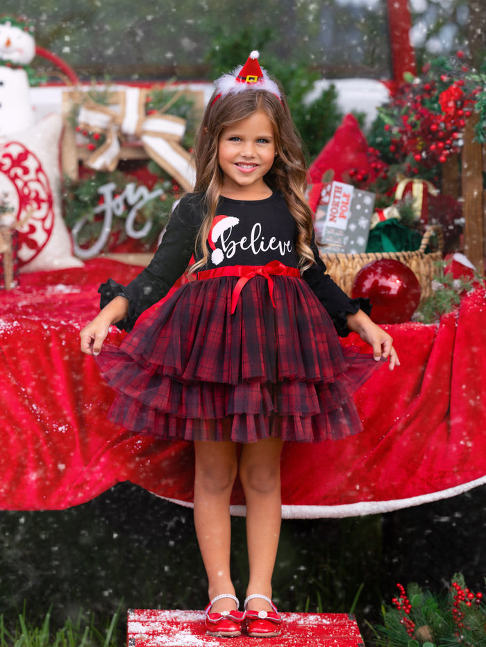Believe Plaid Ruffled Tutu Dress Mia Belle Girls