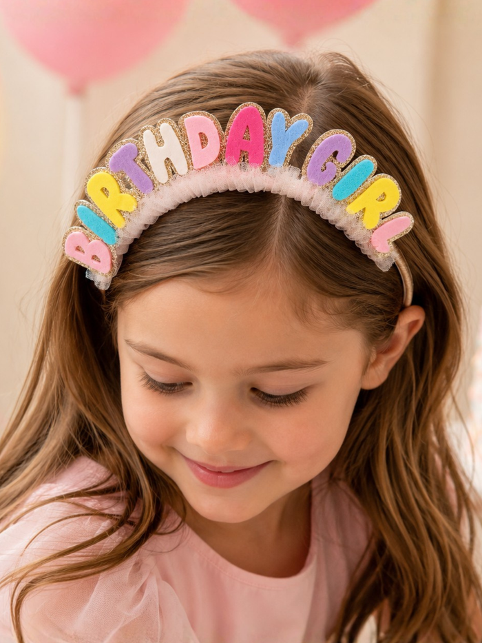 Birthday Girl Rainbow Letter Headband Mia Belle Girls