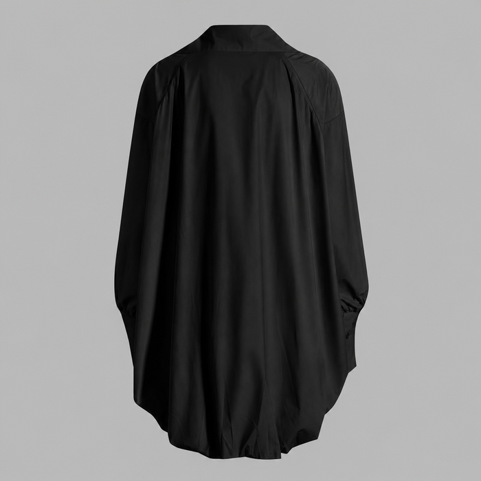 Black Ruched Statement Shirt – Noir