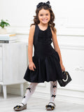 Black Sophisticated Sweetheart Ruffle Trim Dress by Kids Couture Mia Belle Girls