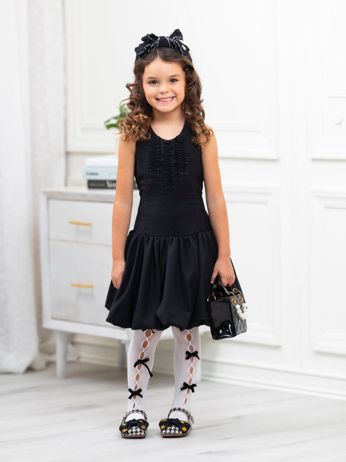 Black Sophisticated Sweetheart Ruffle Trim Dress by Kids Couture Mia Belle Girls