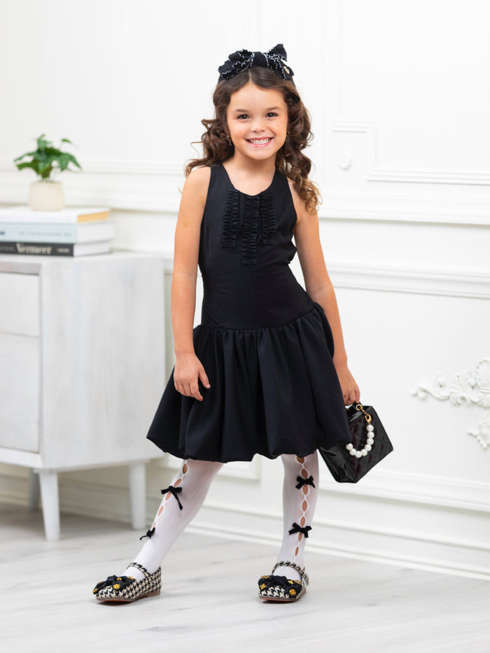 Black Sophisticated Sweetheart Ruffle Trim Dress by Kids Couture Mia Belle Girls