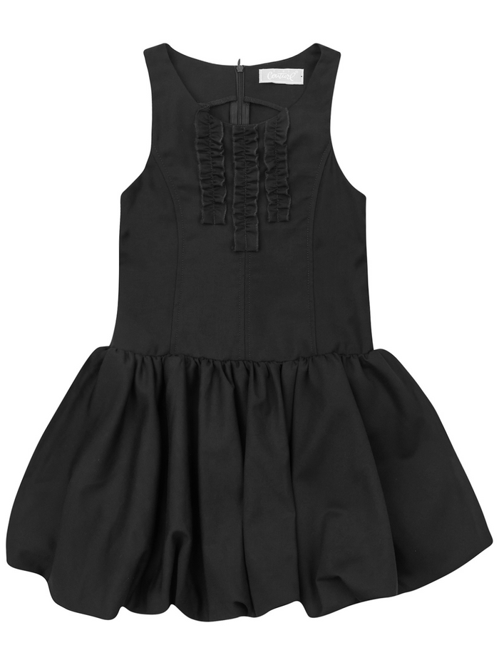 Black Sophisticated Sweetheart Ruffle Trim Dress by Kids Couture Mia Belle Girls