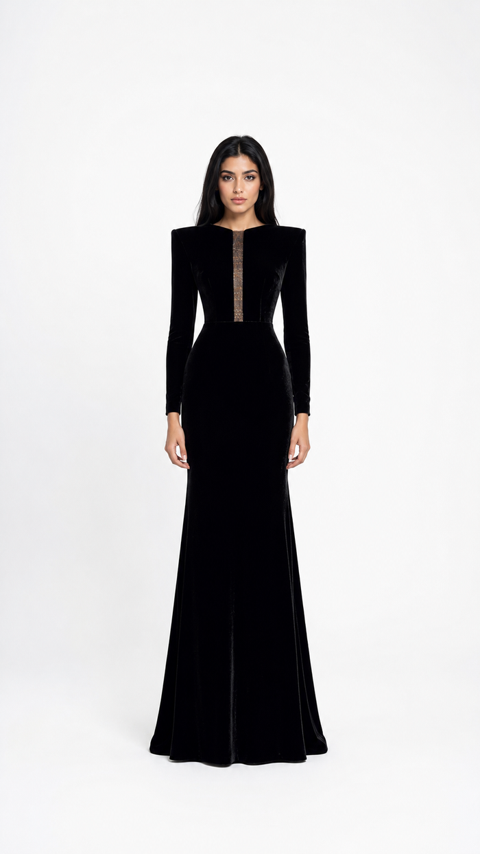 Black Velvet Embellished Maxi Dress – ROSÉVA
