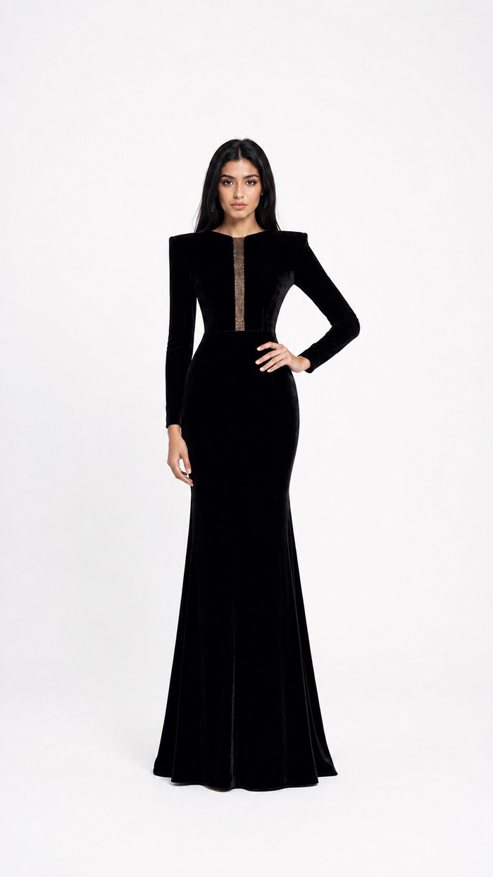 Black Velvet Embellished Maxi Dress – ROSÉVA