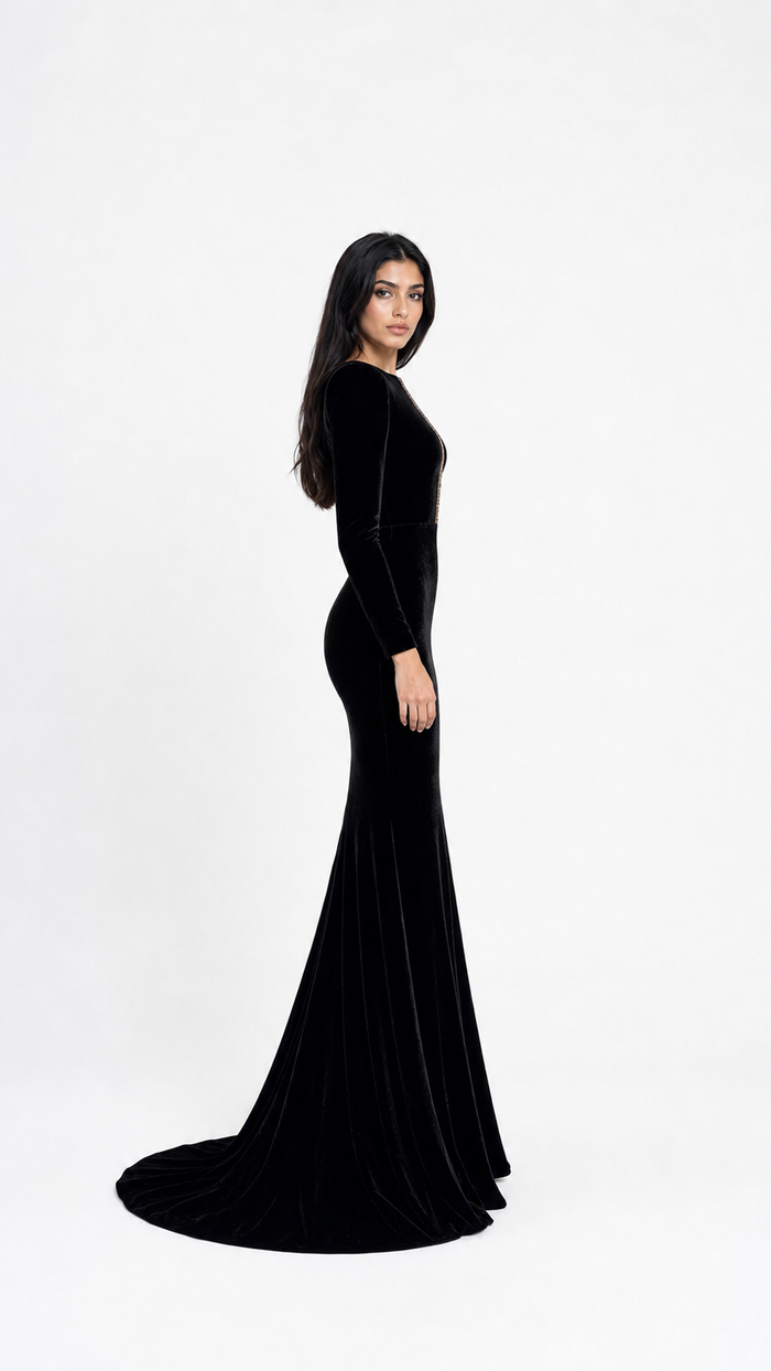 Black Velvet Embellished Maxi Dress – ROSÉVA