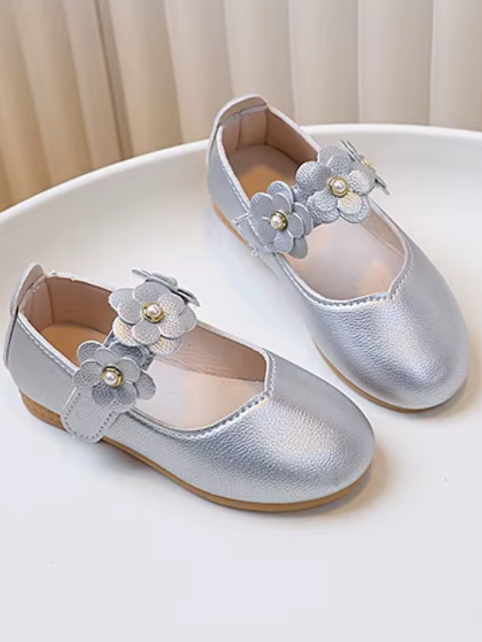 girls ballet flats flower strap casual dress shoes kids