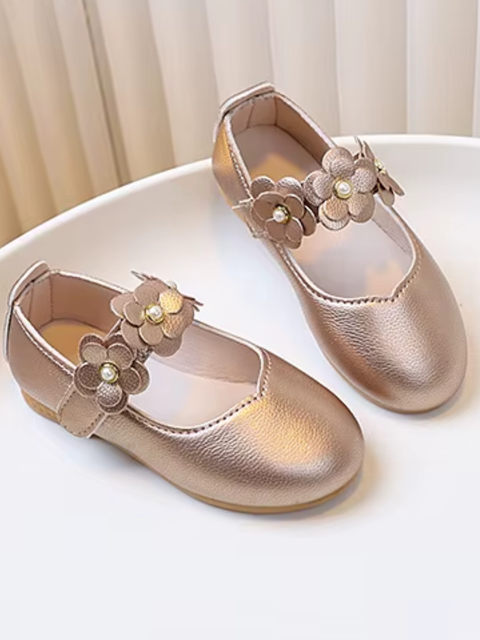 gold girls dress shoes floral detail spring party shoes