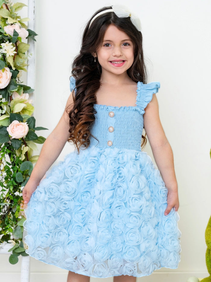 girls smocked bodice tulle dress