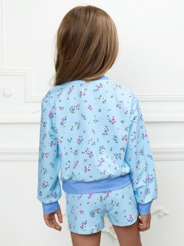 Girls comfortable floral matching outfit with soft blue design