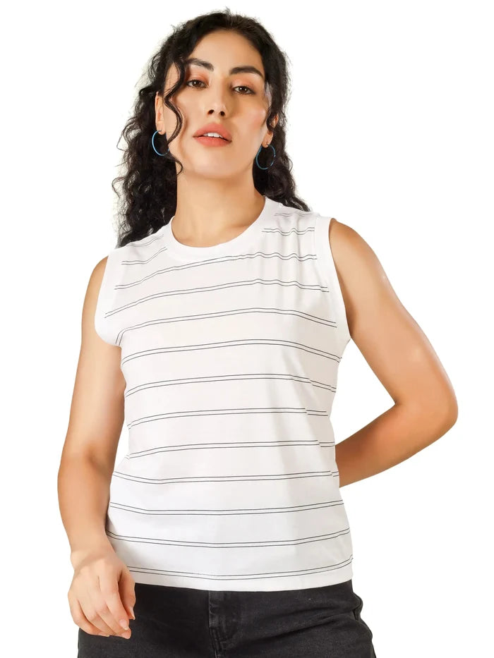 BlueFicus  Casual Sleeveless Striped Women Top Blueficus
