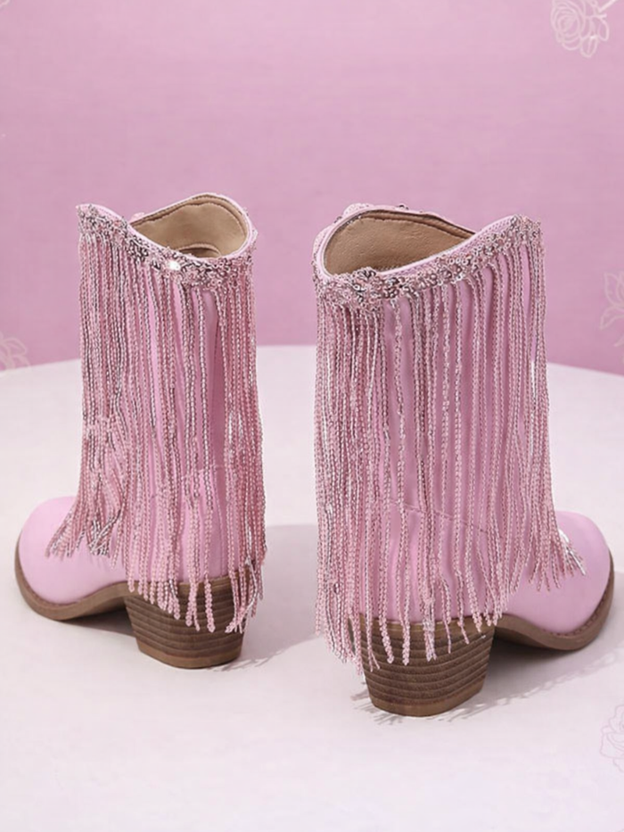 Blushing Rodeo Pink Fringe Cowboy Boots By Liv and Mia Mia Belle Girls