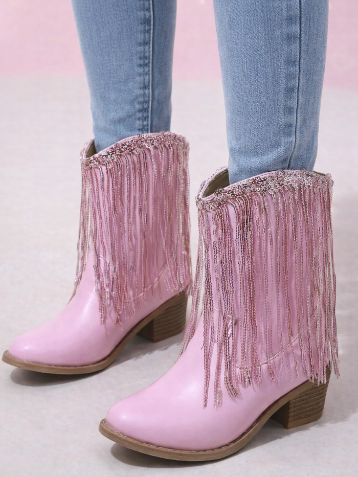 Blushing Rodeo Pink Fringe Cowboy Boots By Liv and Mia Mia Belle Girls