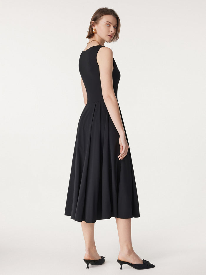 OGLmove Boatneck Bamboo Ponte Bra Midi Dress with Pockets