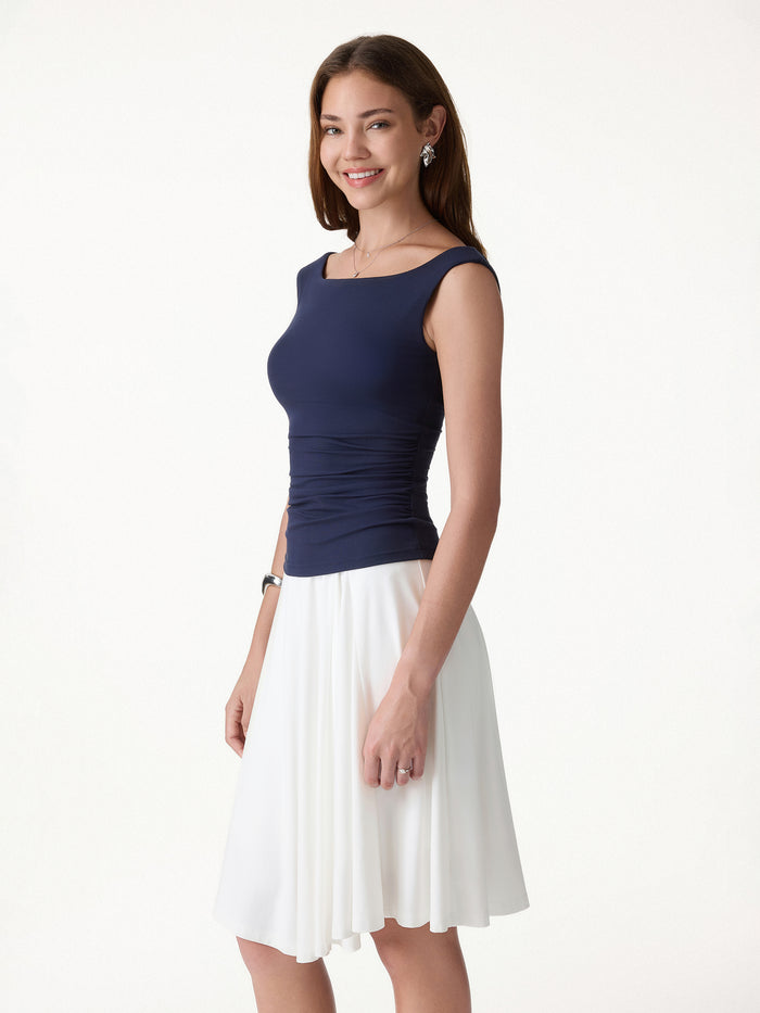 OGLmove Boatneck Low Back Gathered Bra Top