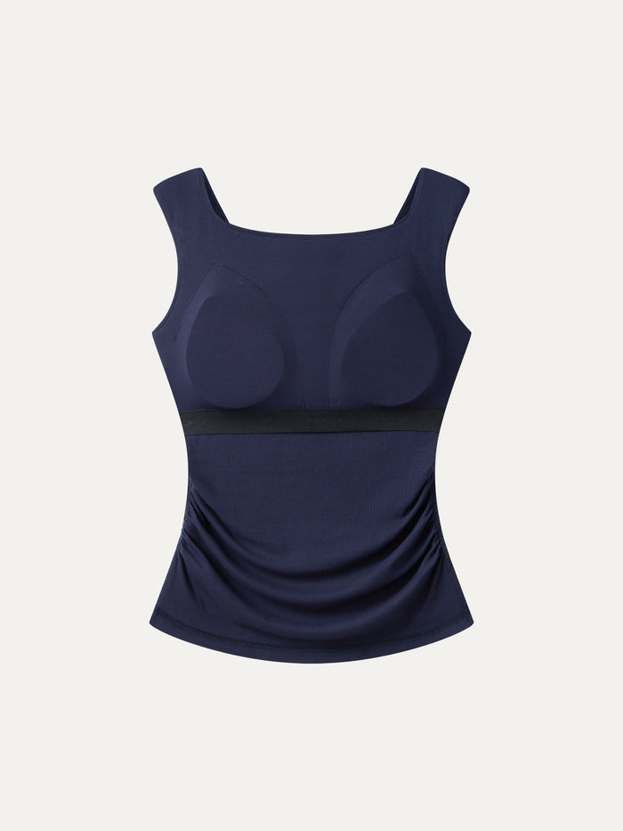 OGLmove Boatneck Low Back Gathered Bra Top