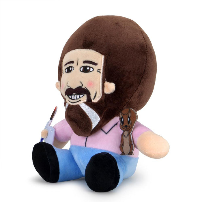 Bob Ross with Peapod 8-inch Plush Phunny toy featuring soft fabric and detailed design, depicting the beloved painter and his peapod companion.