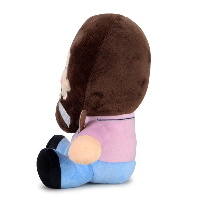 Soft plush of Bob Ross with Peapod, an 8-inch Phunny plush toy featuring detailed embroidery and vibrant colors.