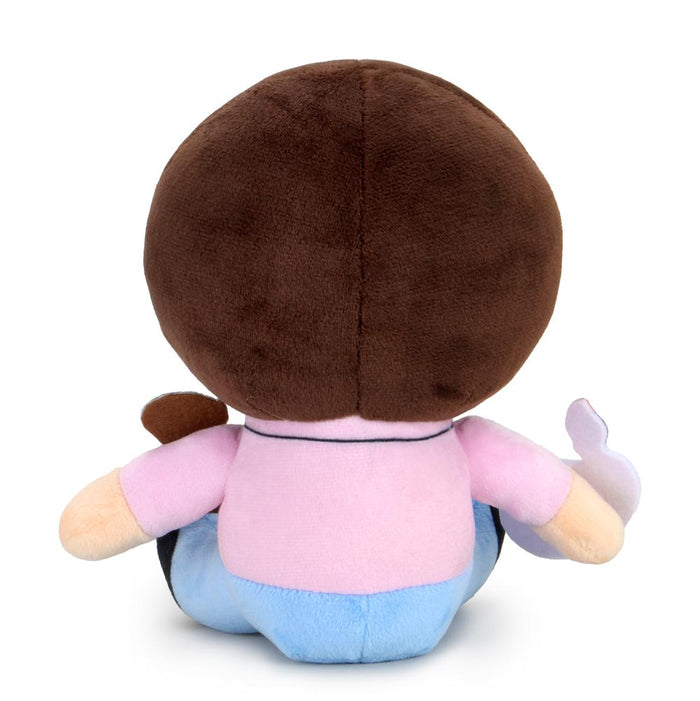 Soft Bob Ross with Peapod 8-inch plush Phunny toy featuring a colorful, cuddly plush of the iconic painter and his peapod.