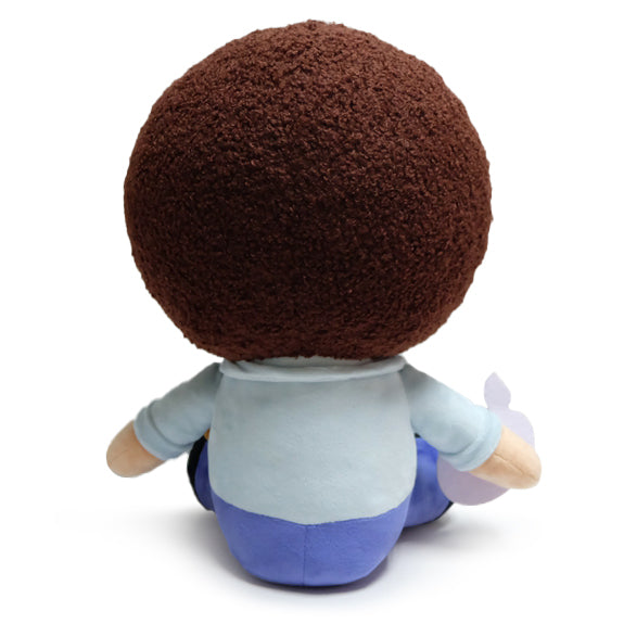 Bob Ross HugMe plush toy featuring Peapod the squirrel, soft and cuddly stuffed animal with detailed embroidery and vibrant colors.