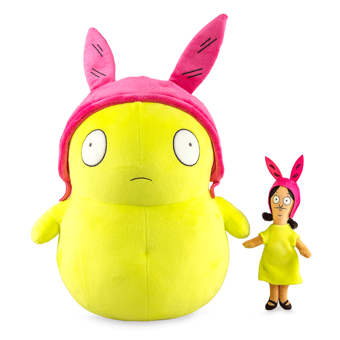 Bob's Burgers Louise and Kuchi Kopi 16-inch HugMe plush with shake action, soft plush toy featuring characters from the animated series